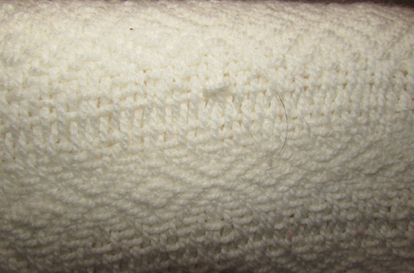 3 WHITE KNITTED/CROCHETED THROWS