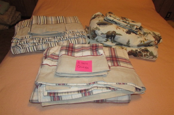 3 QUEEN FLANNEL SHEET SETS