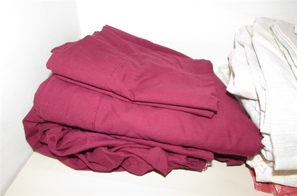 CONTENTS OF LINEN CLOSET - SHEETS AND BLANKETS
