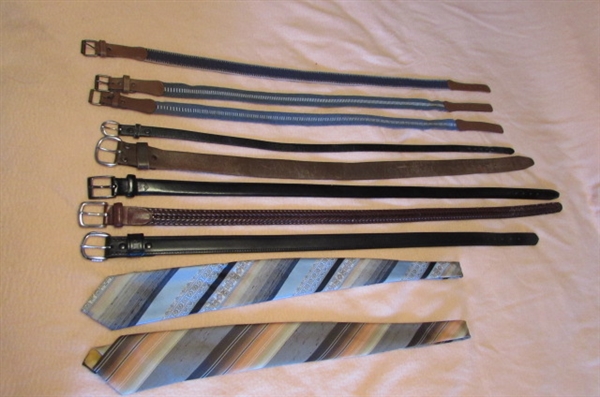 MENS CASUAL TO DRESSY BELTS & 2 TIES