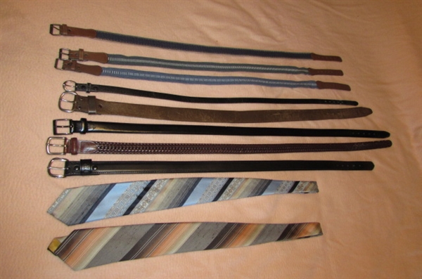 MENS CASUAL TO DRESSY BELTS & 2 TIES