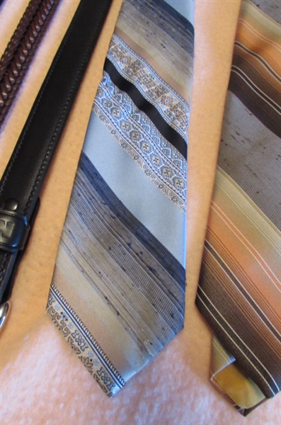 MENS CASUAL TO DRESSY BELTS & 2 TIES