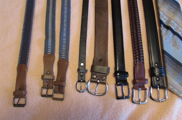 MENS CASUAL TO DRESSY BELTS & 2 TIES