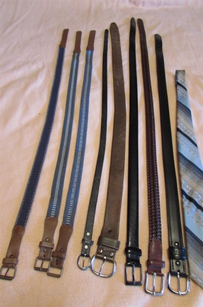 MENS CASUAL TO DRESSY BELTS & 2 TIES