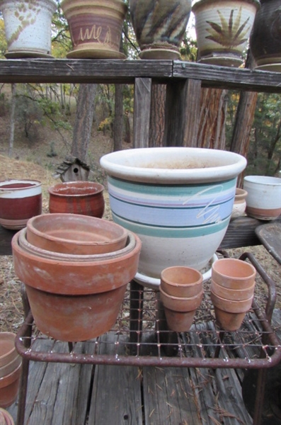 VINTAGE WHEELBARROW, SIDE TABLES & PLANTERS