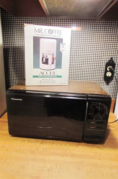 SMALL PANASONIC MICROWAVE & 4 CUP COFFEE MAKER