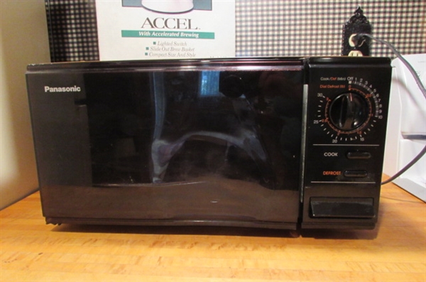 SMALL PANASONIC MICROWAVE & 4 CUP COFFEE MAKER