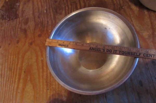 LARGE ENAMELED BOWL, METAL MOP BUCKET & MORE