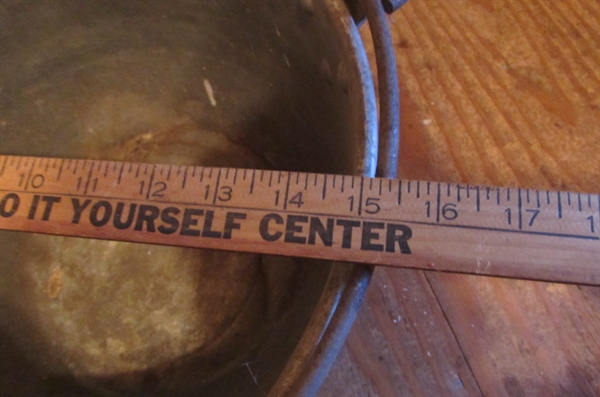LARGE ENAMELED BOWL, METAL MOP BUCKET & MORE
