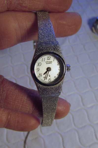 ASSORTED LADIES WATCHES & A WESTERN TOOLED WATCH BAND
