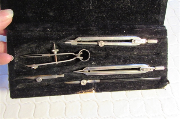 VINTAGE POCKET WATCH, DRAFTING SET & MORE