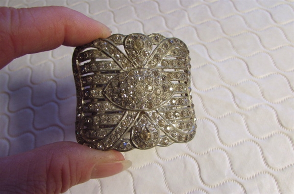 ANTIQUE 1920'S RHINESTONE SHOE CLIPS & BARRETT