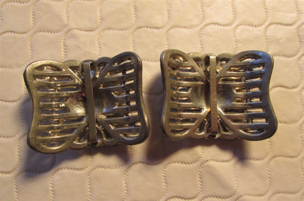 ANTIQUE 1920'S RHINESTONE SHOE CLIPS & BARRETT