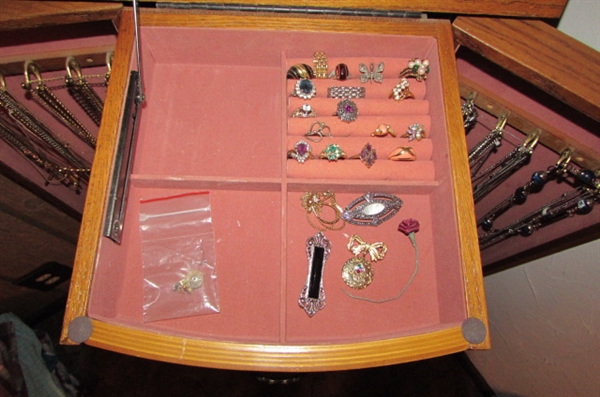 BEAUTIFUL JEWELRY ARMOIRE FULL OF COSTUME JEWELRY