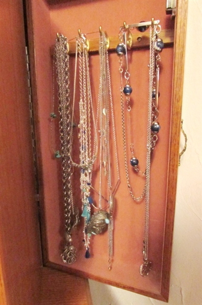 BEAUTIFUL JEWELRY ARMOIRE FULL OF COSTUME JEWELRY