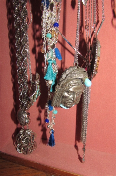 BEAUTIFUL JEWELRY ARMOIRE FULL OF COSTUME JEWELRY