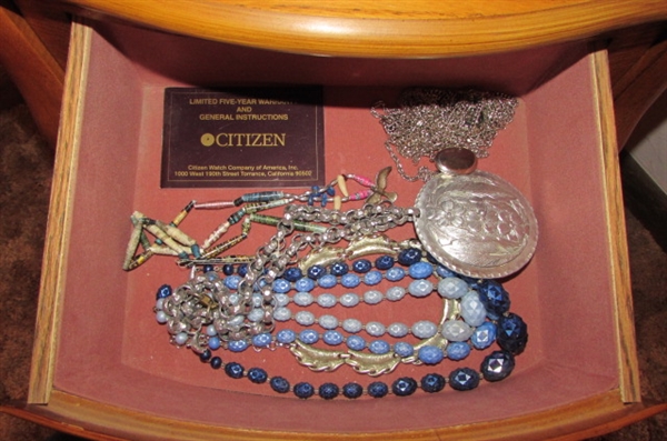 BEAUTIFUL JEWELRY ARMOIRE FULL OF COSTUME JEWELRY