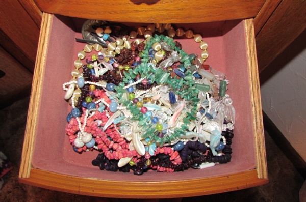 BEAUTIFUL JEWELRY ARMOIRE FULL OF COSTUME JEWELRY