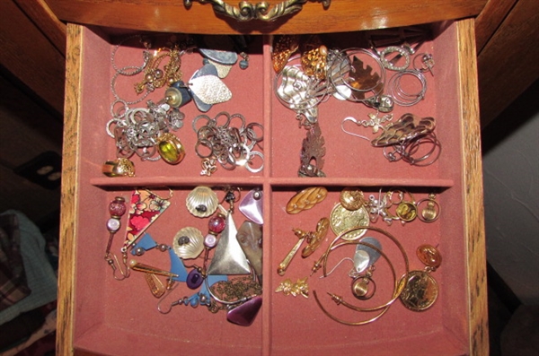 BEAUTIFUL JEWELRY ARMOIRE FULL OF COSTUME JEWELRY