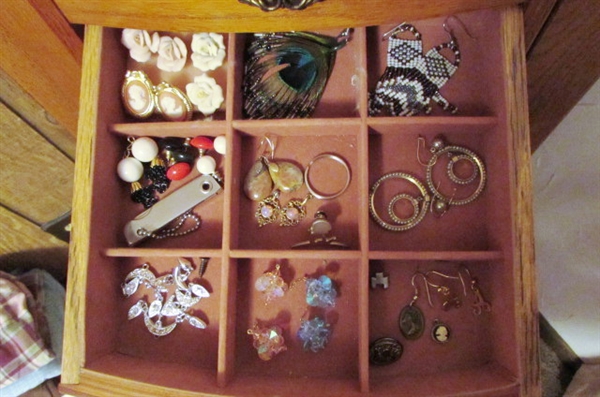 BEAUTIFUL JEWELRY ARMOIRE FULL OF COSTUME JEWELRY