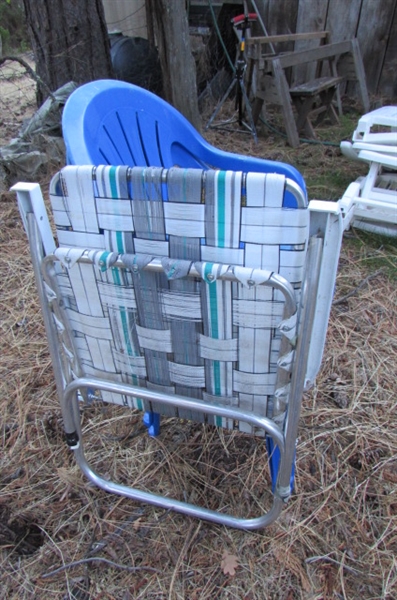 PATIO TABLE & ASSORTED CHAIRS