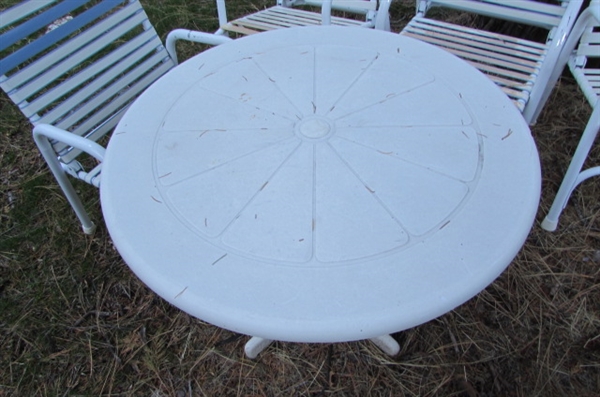 PATIO TABLE & ASSORTED CHAIRS