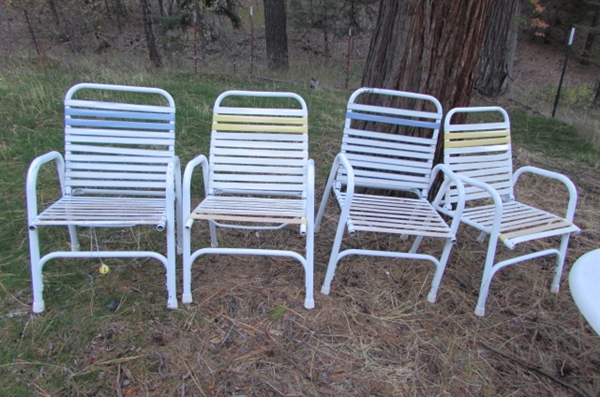 PATIO TABLE & ASSORTED CHAIRS