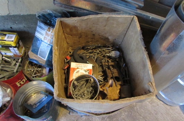 HUGE ASSORTMENT OF NAILS/SOME HINGES, HARDWARE & MORE