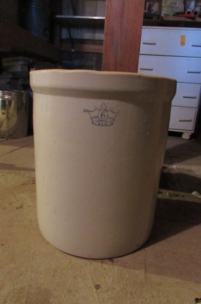 #6 VINTAGE STONEWARE CROCK