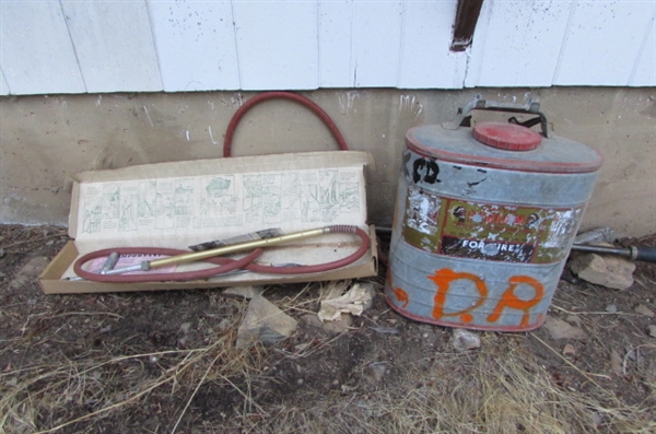 VINTAGE 'INDIAN BACKPACK FIRE EXTINGUISHER & SLIDE SPRAYER
