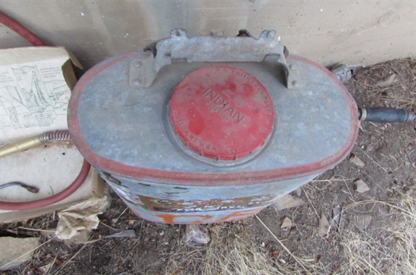 VINTAGE 'INDIAN BACKPACK FIRE EXTINGUISHER & SLIDE SPRAYER