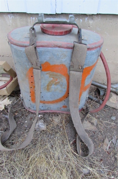 VINTAGE 'INDIAN BACKPACK FIRE EXTINGUISHER & SLIDE SPRAYER