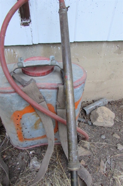 VINTAGE 'INDIAN BACKPACK FIRE EXTINGUISHER & SLIDE SPRAYER