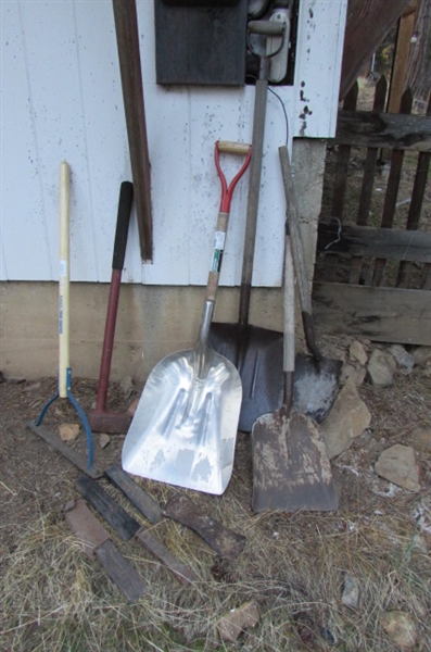 ASSORTED SHOVELS & WEDGES