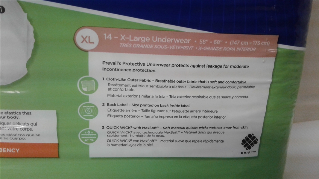PREVAIL PER-FIT XL ADULT UNDERWEAR 14 PACK EXTRA ABSORBENCY UNISEX