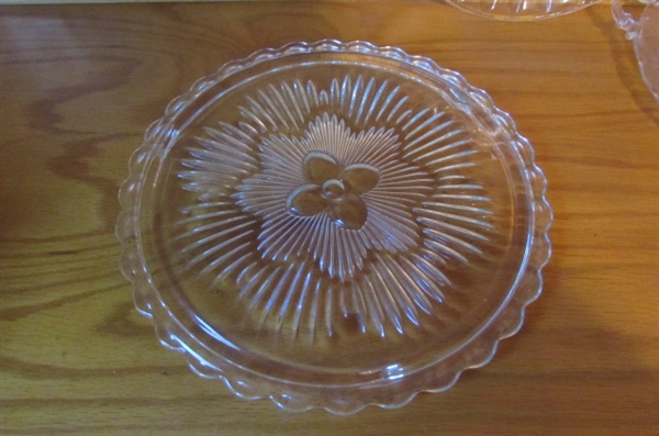 VINTAGE CRYSTAL & PRESSED GLASS SERVING TRAYS