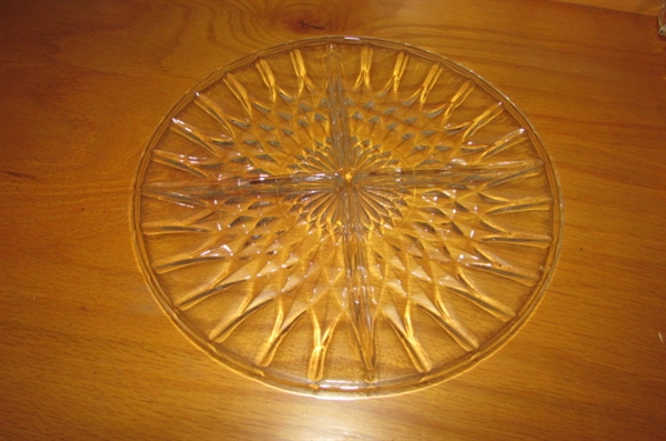 VINTAGE CRYSTAL & PRESSED GLASS SERVING TRAYS