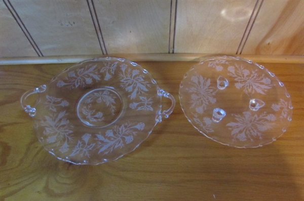 VINTAGE CRYSTAL & PRESSED GLASS SERVING TRAYS