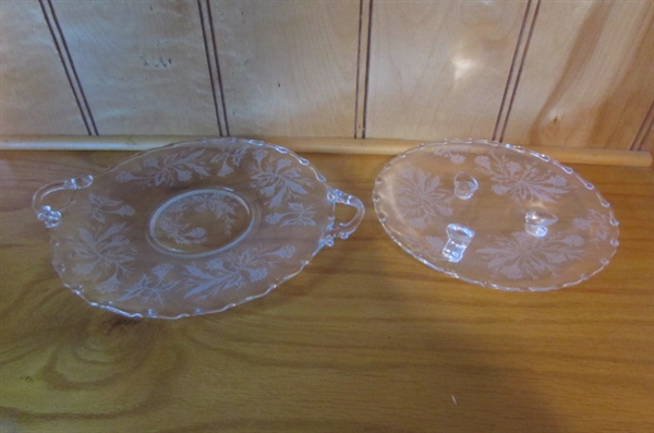VINTAGE CRYSTAL & PRESSED GLASS SERVING TRAYS