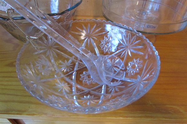 GLASS SERVING BOWLS & HAND BLOWN CAKE SERVER