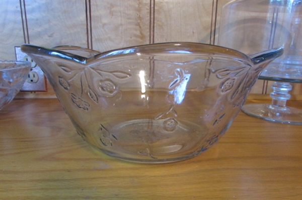 GLASS SERVING BOWLS & HAND BLOWN CAKE SERVER