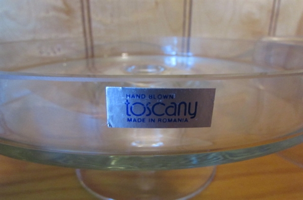 GLASS SERVING BOWLS & HAND BLOWN CAKE SERVER