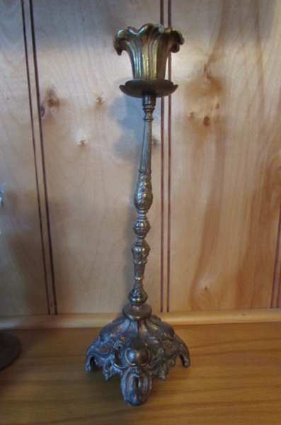 CRYSTAL/GLASS/BRASS & WOODEN CANDLE HOLDERS