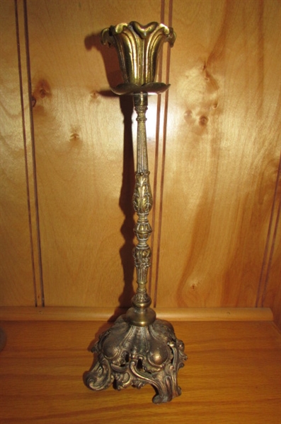 CRYSTAL/GLASS/BRASS & WOODEN CANDLE HOLDERS