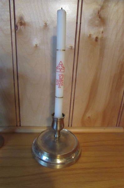 CRYSTAL/GLASS/BRASS & WOODEN CANDLE HOLDERS