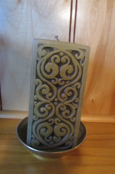 CRYSTAL/GLASS/BRASS & WOODEN CANDLE HOLDERS
