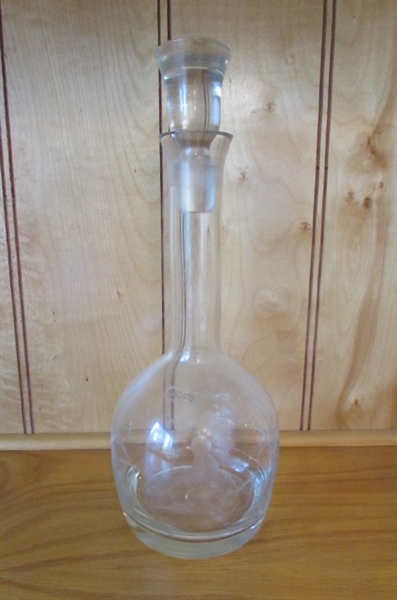 VINTAGE ETCHED CRYSTAL STEMWARE & DECANTER