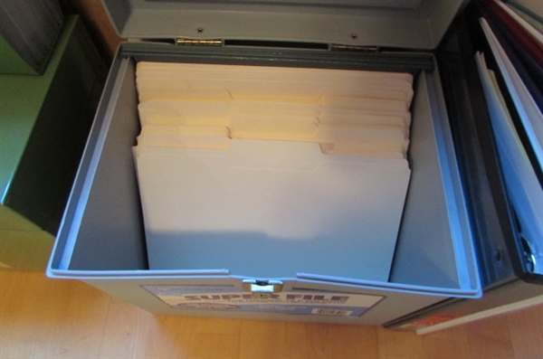 FILE BOXES, 3-RING BINDERS & VINTAGE LABEL MAKER