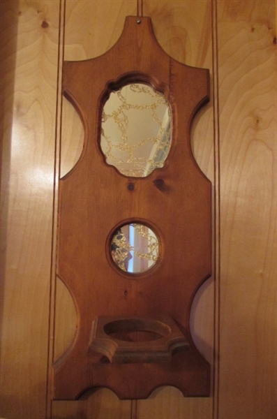 VINTAGE WOOD MIRROR PLANT HOLDER