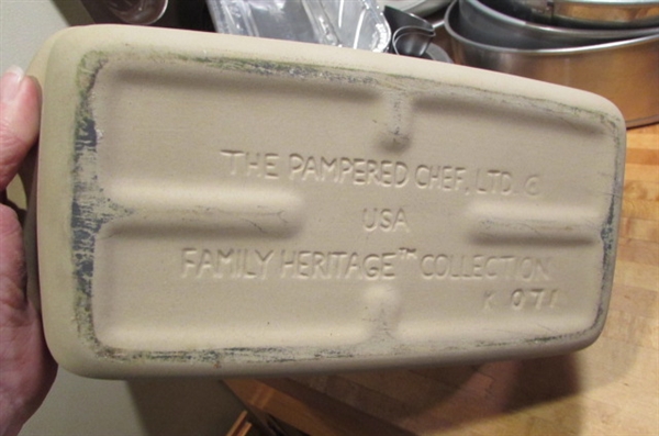 COOKIE SHEETS, PIE TINS, STONEWARE LOAF PANS & MORE